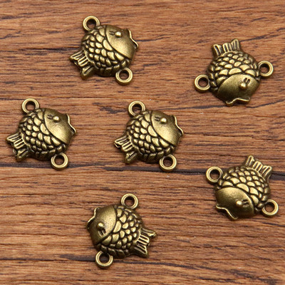 20 vnt 15 * 18 mm 2 spalvų didmeninė prekyba žuvies pakabukais gyvūnų jungtis Rankų darbo dekoracija vintažinė, skirta "pasidaryk pats" papuošalams.