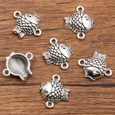 20 vnt 15 * 18 mm 2 spalvų didmeninė prekyba žuvies pakabukais gyvūnų jungtis Rankų darbo dekoracija vintažinė, skirta "pasidaryk pats" papuošalams.