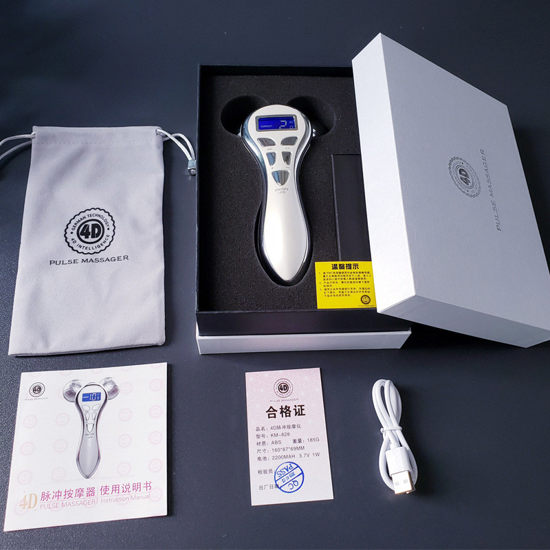 4D mikrosrovių veido masažuoklis, USB įkraunamas veido patempimas grožio voleliu kūno masažas, skirtas senėjimo raukšlėms Veido plonas