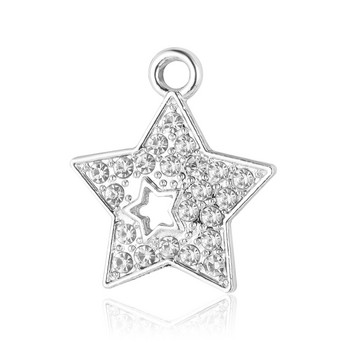 5τμχ/Παρτίδα Κράμα ψευδαργύρου Rhinestone Star Planet Lightning Charms Crescent Moon Sun Unicorn Στρογγυλό βραχιόλι Κρεμαστό κολιέ