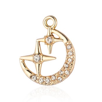 5τμχ/Παρτίδα Κράμα ψευδαργύρου Rhinestone Star Planet Lightning Charms Crescent Moon Sun Unicorn Στρογγυλό βραχιόλι Κρεμαστό κολιέ