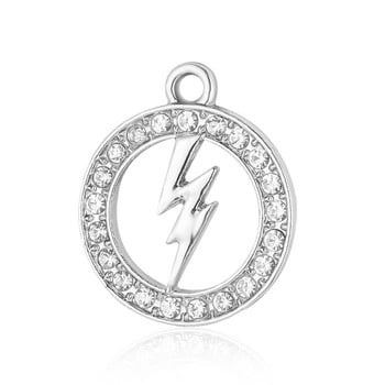 5τμχ/Παρτίδα Κράμα ψευδαργύρου Rhinestone Star Planet Lightning Charms Crescent Moon Sun Unicorn Στρογγυλό βραχιόλι Κρεμαστό κολιέ