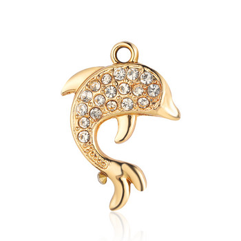 5 τεμ/Παρτίδα Κράμα ψευδαργύρου Rhinestone Alligator Spider Bee Charms Dolphin Bear Elephant Fish Snail κρεμαστό βραχιόλι Κολιέ Κατασκευή