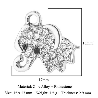 5Pcs/Lot Legura cinka Rhinestone Aligator Pauk Bee Charms Dupin Medvjed Slon Riba Puž Privjesak Narukvica Ogrlica Izrada