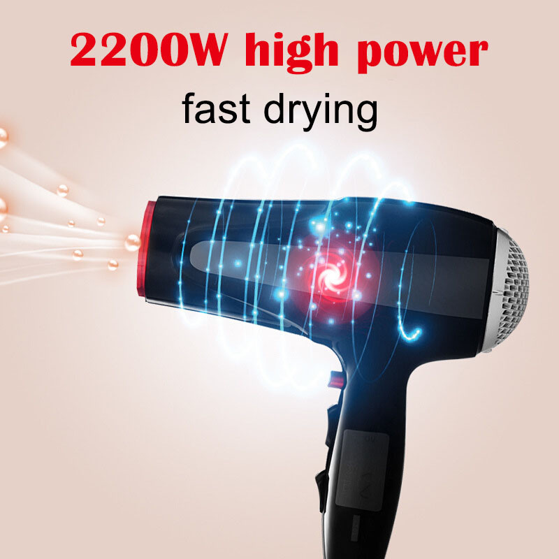 Föön suure võimsusega juuksurisalong föön 2200W negatiivsed ioonid Stiilitööriistad salongidesse Kuuma ja külma tuulega majapidamises kasutamiseks
