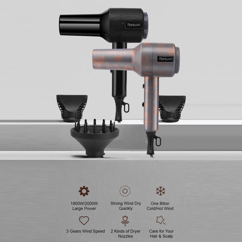 Föön Tööriistad 2000 W majapidamises kasutatav juuksepuhuri hari kuum külm tuul 3 kiirust reguleeritav fööni hajuti kaasaskantav juuste kujundamine