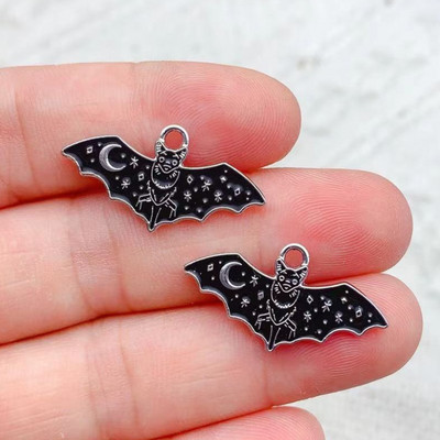 10 tk Halloweeni võlusid emailiga vampiir nahkhiire amuletid ripatsid ehete valmistamise tarvikute jaoks. DIY käsitsi valmistatud kõrvarõngad käevõru tarvikud