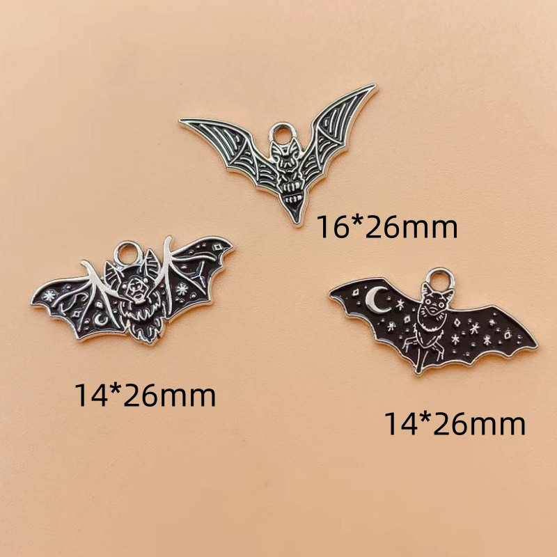 10 tk Halloweeni võlusid emailiga vampiir nahkhiire amuletid ripatsid ehete valmistamise tarvikute jaoks. DIY käsitsi valmistatud kõrvarõngad käevõru tarvikud