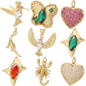 Armsad südamelindude krambid ehete valmistamise tarvikute jaoks Pave Roheline Punane Sinine Tsirkoon Kullavärvi Dijes Kaelakee Kõrvarõngad Käevõru