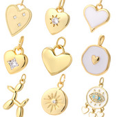 Sirds sarkana balta rotaslietu izgatavošana piekariņi Zelta krāsa Micro Pave Dangle Diy Kulonu piederumi Auskaru Kaklarota Dizainera vara dāvana