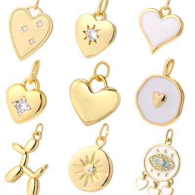 Heart Red White Jewelry Making Charms Gold Color Micro Pave Dangle Diy Pendant Supplies Earring Necklace Designer Copper Gift