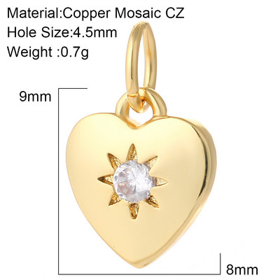 Sirds sarkana balta rotaslietu izgatavošana piekariņi Zelta krāsa Micro Pave Dangle Diy Kulonu piederumi Auskaru Kaklarota Dizainera vara dāvana