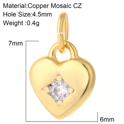 Sirds sarkana balta rotaslietu izgatavošana piekariņi Zelta krāsa Micro Pave Dangle Diy Kulonu piederumi Auskaru Kaklarota Dizainera vara dāvana