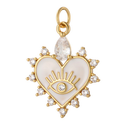 Sirds sarkana balta rotaslietu izgatavošana piekariņi Zelta krāsa Micro Pave Dangle Diy Kulonu piederumi Auskaru Kaklarota Dizainera vara dāvana