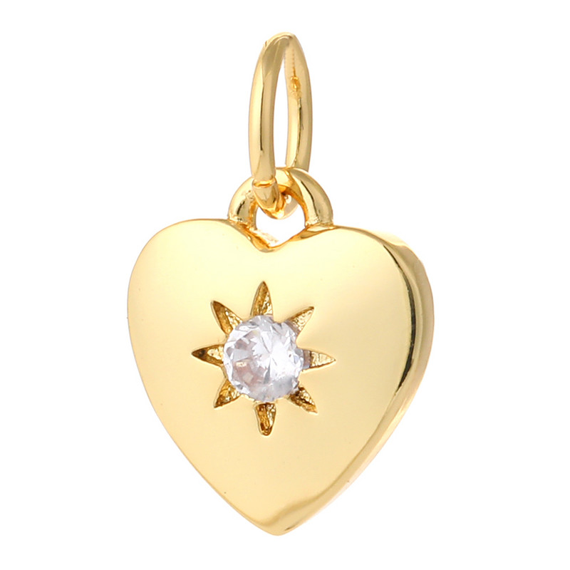 Sirds sarkana balta rotaslietu izgatavošana piekariņi Zelta krāsa Micro Pave Dangle Diy Kulonu piederumi Auskaru Kaklarota Dizainera vara dāvana