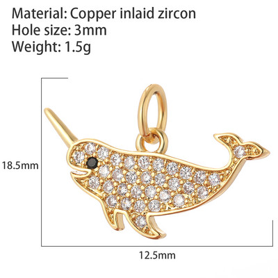 Mini farmec de culoare aurie de animale din viața marină pentru fabricarea de bijuterii.