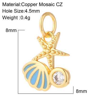 Mini farmec de culoare aurie de animale din viața marină pentru fabricarea de bijuterii.