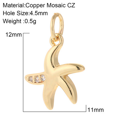 Mini farmec de culoare aurie de animale din viața marină pentru fabricarea de bijuterii.