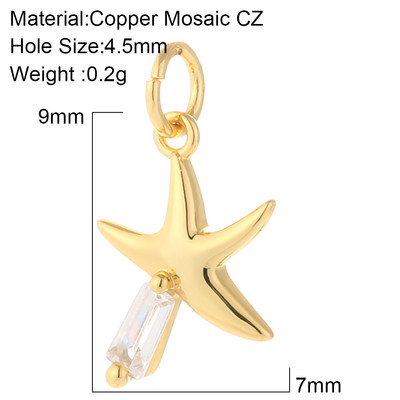 Mini farmec de culoare aurie de animale din viața marină pentru fabricarea de bijuterii.