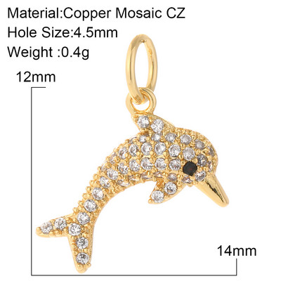 Mini farmec de culoare aurie de animale din viața marină pentru fabricarea de bijuterii.