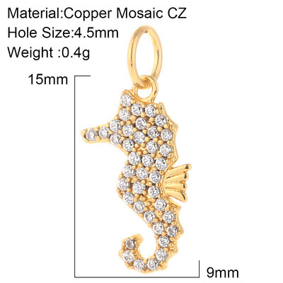 Mini farmec de culoare aurie de animale din viața marină pentru fabricarea de bijuterii.