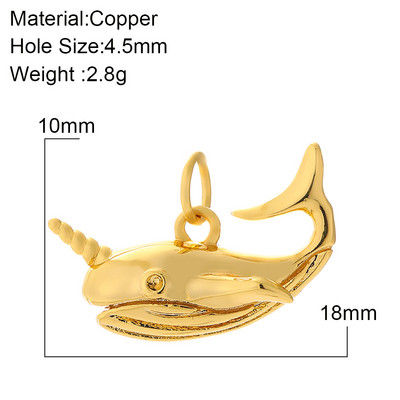 Mini farmec de culoare aurie de animale din viața marină pentru fabricarea de bijuterii.