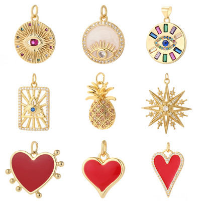 Heart Love Charms for Jewelry Making Supplies Star Evil Blue Eye Gold Color Plated CZ Diy Earring Pendants Charms for Jewelry