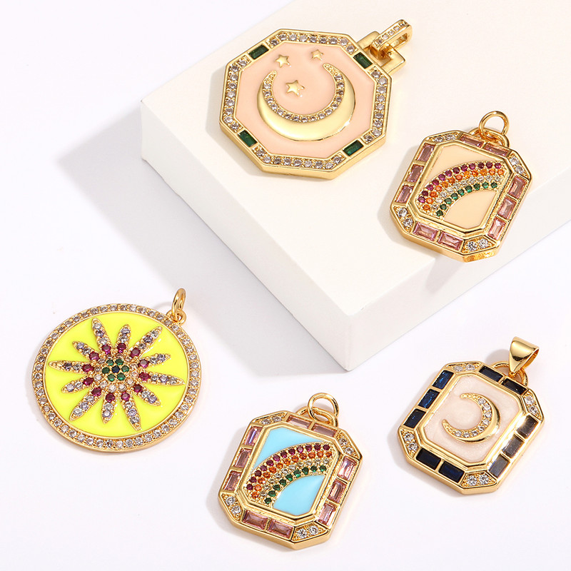 Oslikani emajlom Mjesec Zvijezda Privjesci za izradu nakita Privjesak zlatne boje Diy Naušnice Narukvica Ogrlica Privjesci Dodaci