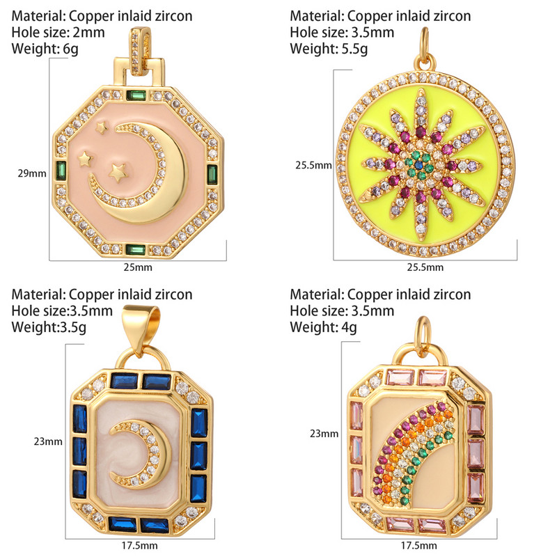 Oslikani emajlom Mjesec Zvijezda Privjesci za izradu nakita Privjesak zlatne boje Diy Naušnice Narukvica Ogrlica Privjesci Dodaci