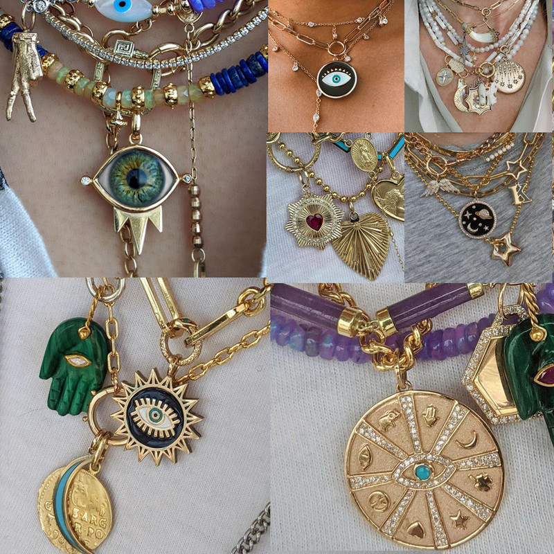 Evil Blue Eye Armsad Kõrvarõngad Amuletid Isetegija ripats Kaelakee Disainer Charms Telefon Kullavärvi Ehted Valmistamistarbed Kuri ripats