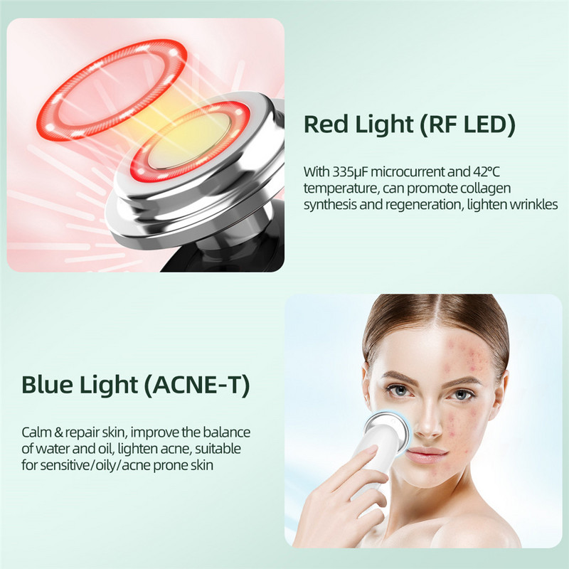 CkeyiN 7 viename veido pakeliantis masažuoklis EMS odą stangrinantis LED fotonų odos atjauninimas akių masažo juostelė Veido balinimo priemonė nuo spuogų