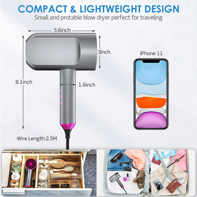 Anioonfööni kaasaskantav hajuti föönile Ion professionaalne juuksuri föön 1800 W puhurföön