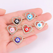 10 vnt. lydinio cirkonis, turkiškas graikiškas mėlynas akių žavesys Lucky Evil Eye apyrankė pakabukas Meilė širdies jungtis papuošalai pasidaryk pats priedai