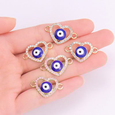 10 vnt. lydinio cirkonis, turkiškas graikiškas mėlynas akių žavesys Lucky Evil Eye apyrankė pakabukas Meilė širdies jungtis papuošalai pasidaryk pats priedai