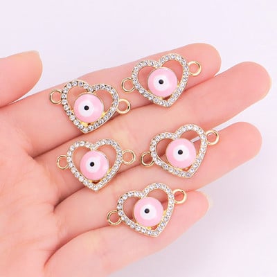 10 vnt. lydinio cirkonis, turkiškas graikiškas mėlynas akių žavesys Lucky Evil Eye apyrankė pakabukas Meilė širdies jungtis papuošalai pasidaryk pats priedai