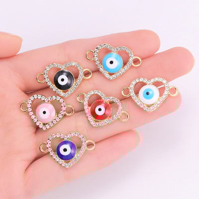 10 vnt. lydinio cirkonis, turkiškas graikiškas mėlynas akių žavesys Lucky Evil Eye apyrankė pakabukas Meilė širdies jungtis papuošalai pasidaryk pats priedai