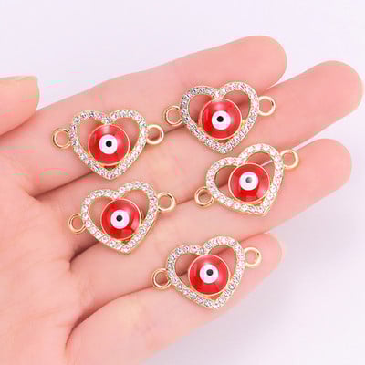 10 vnt. lydinio cirkonis, turkiškas graikiškas mėlynas akių žavesys Lucky Evil Eye apyrankė pakabukas Meilė širdies jungtis papuošalai pasidaryk pats priedai