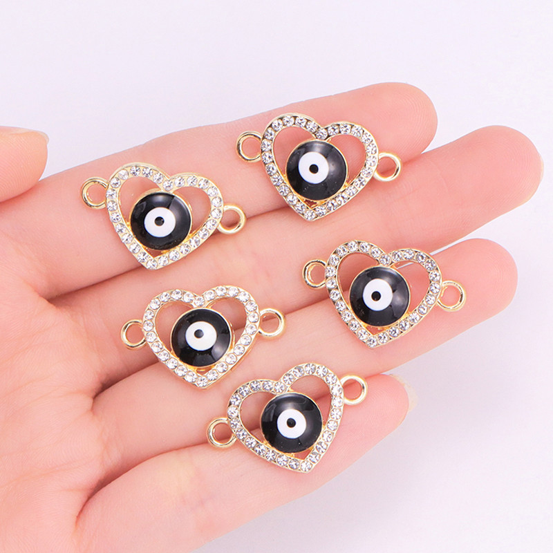 10 vnt. lydinio cirkonis, turkiškas graikiškas mėlynas akių žavesys Lucky Evil Eye apyrankė pakabukas Meilė širdies jungtis papuošalai pasidaryk pats priedai