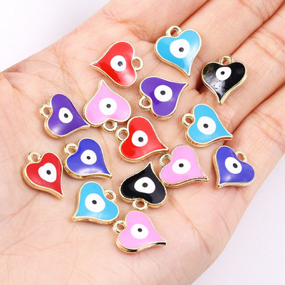 20db 10*12mm ötvözet zománc csöpögő kerek török gonosz szem medál görög amulett barkács nyaklánc karkötő fülbevaló ékszer dísz