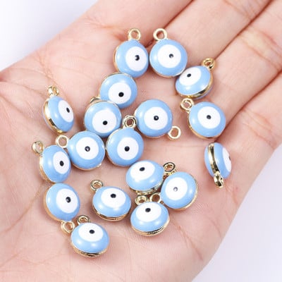 20db 10*12mm ötvözet zománc csöpögő kerek török gonosz szem medál görög amulett barkács nyaklánc karkötő fülbevaló ékszer dísz