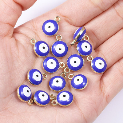 20db 10*12mm ötvözet zománc csöpögő kerek török gonosz szem medál görög amulett barkács nyaklánc karkötő fülbevaló ékszer dísz