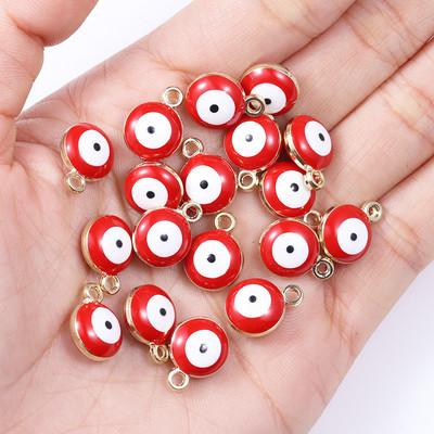20db 10*12mm ötvözet zománc csöpögő kerek török gonosz szem medál görög amulett barkács nyaklánc karkötő fülbevaló ékszer dísz