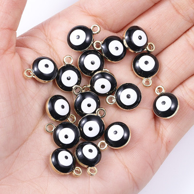 20db 10*12mm ötvözet zománc csöpögő kerek török gonosz szem medál görög amulett barkács nyaklánc karkötő fülbevaló ékszer dísz