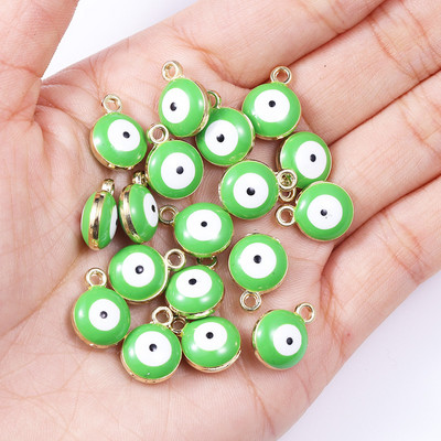 20db 10*12mm ötvözet zománc csöpögő kerek török gonosz szem medál görög amulett barkács nyaklánc karkötő fülbevaló ékszer dísz