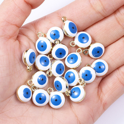 20db 10*12mm ötvözet zománc csöpögő kerek török gonosz szem medál görög amulett barkács nyaklánc karkötő fülbevaló ékszer dísz
