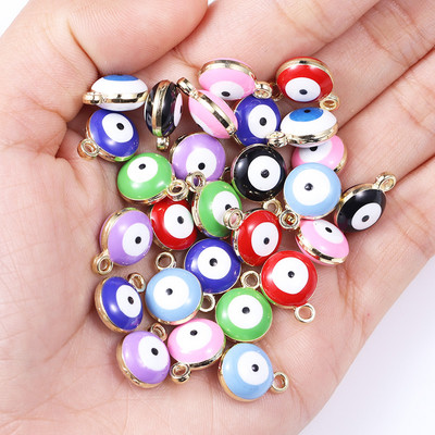 20db 10*12mm ötvözet zománc csöpögő kerek török gonosz szem medál görög amulett barkács nyaklánc karkötő fülbevaló ékszer dísz