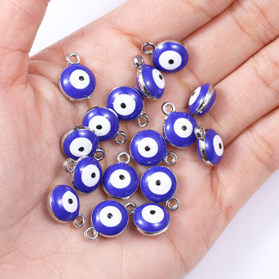 20db 10*12mm ötvözet zománc csöpögő kerek török gonosz szem medál görög amulett barkács nyaklánc karkötő fülbevaló ékszer dísz