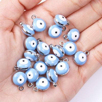 20db 10*12mm ötvözet zománc csöpögő kerek török gonosz szem medál görög amulett barkács nyaklánc karkötő fülbevaló ékszer dísz