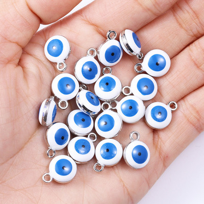 20db 10*12mm ötvözet zománc csöpögő kerek török gonosz szem medál görög amulett barkács nyaklánc karkötő fülbevaló ékszer dísz