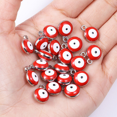 20db 10*12mm ötvözet zománc csöpögő kerek török gonosz szem medál görög amulett barkács nyaklánc karkötő fülbevaló ékszer dísz